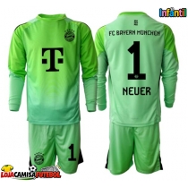 Camisa de Futebol Bayern Munich Manuel Neuer #1 Goleiro Equipamento Principal Infantil 2025-26 Manga Comprida (+ Calças curtas)